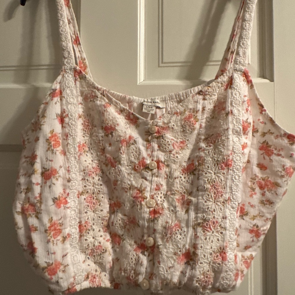 American Eagle Outfitters Pink Floral Crop Top
